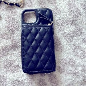 Crossbody iPhone 13 plus case with crossbody/wrist straps and card case